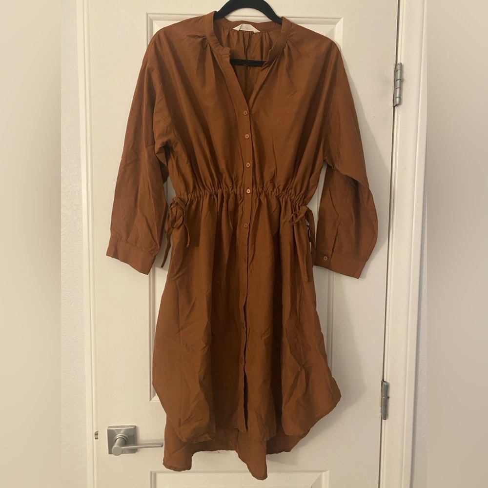 Rust brown open neck dress